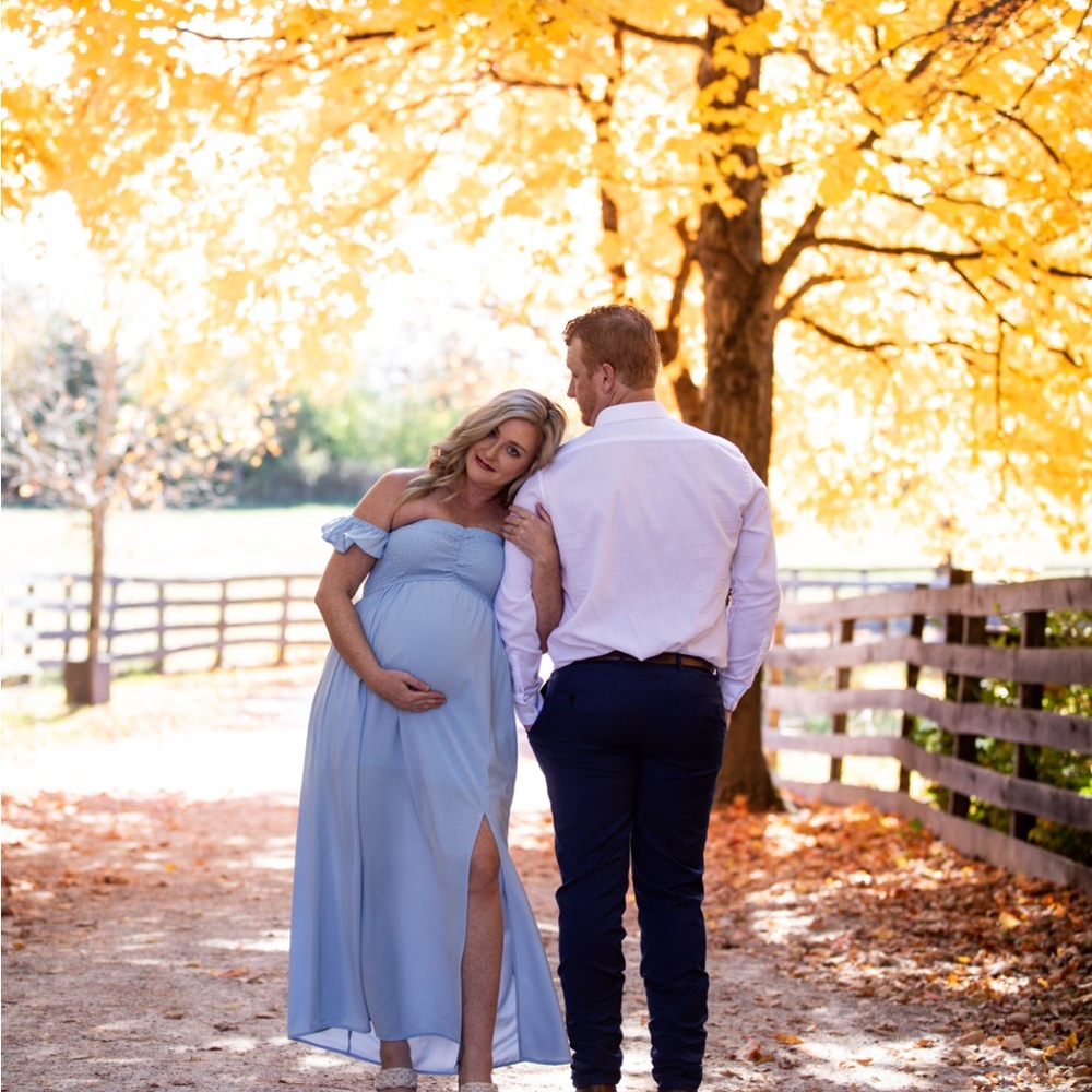 Elegant Light Blue Maternity Dress
